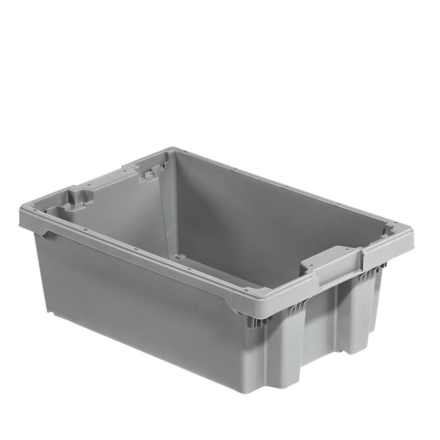 [046826] Caja plástica encajable y apilable norma Europa - Dim.: 600x400x210h mm - Gris