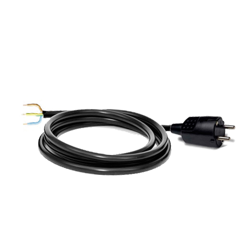 [046841] Cable eléctrico de 4 mts con una clavija Schuko y un terminal libre - Negro