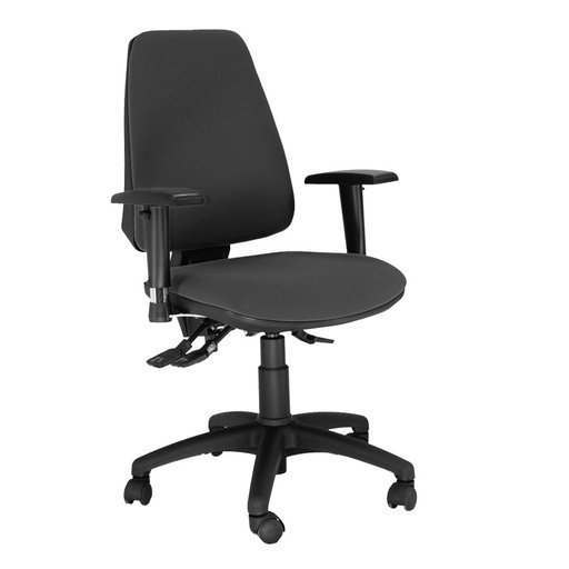 [046874] Silla tapizada para oficina con reposabrazos ergonómico y giro 360º - Dim.: 540x470x1080h mm - Negro
