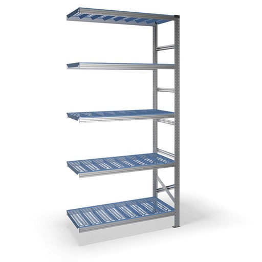 [047387] Estantería metálica adicional con 5 estantes de plástico - Dim.: 1200x600x2500h mm - acero galvanizado