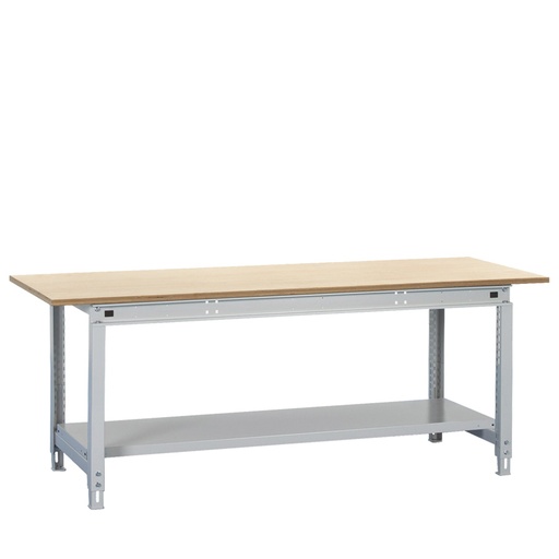 [047455] Banco de trabajo Multiusos con encimera de madera de haya y estante inferior - Dim.: 2004x750x743/973h mm - Gris ral 7035