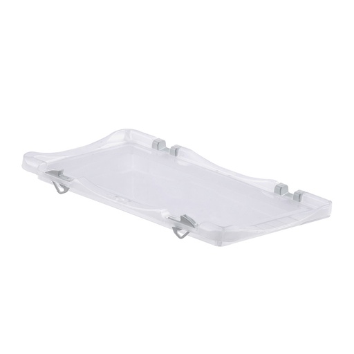 [047472] Tapa para caja de plástico transparente con bisagras y clips de cierre - Dim.: 300x200 mm - Translúcido