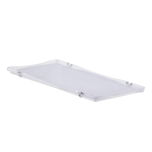 [047474] Tapa para caja de plástico transparente con bisagras y clips de cierre - Dim.: 600x400 mm - Translúcido