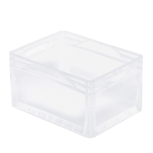 [047491] Caja de plástico transparente con paredes lisas y asas abiertas - Dim.: 400x300x220h mm - Translúcido