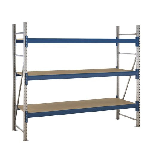 [047640] Estantería metálica modular de media carga con 3 estantes con madera aglomerada - Dim.: 2320x800x2000h mm
