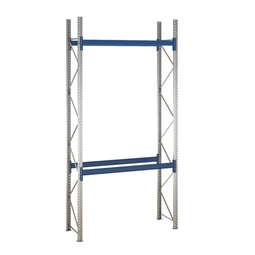 [047905] Estantería de paletización incial con 2 niveles de carga de 2500 kg cada uno - Dim.: 2000x1100x4000h mm - Galvanizado y azul ral 5010