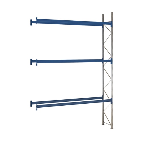 [047924] Estantería de paletización adicional con 3 niveles de carga de 3300 kg cada uno - Dim.: 3400x800x5000h mm - Galvanizado y azul ral 5010
