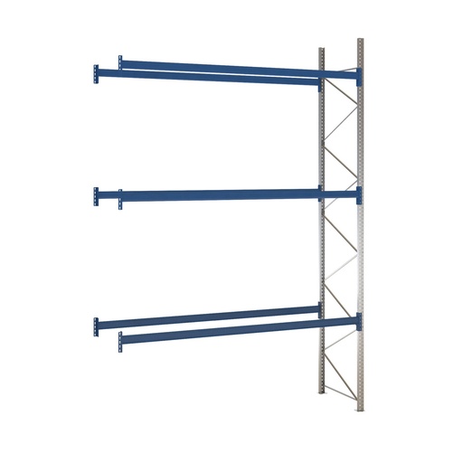 [047932] Estantería de paletización adicional con 3 niveles de carga de 3300 kg cada uno - Dim.: 3400x1100x5000h mm - Galvanizado y azul ral 5010
