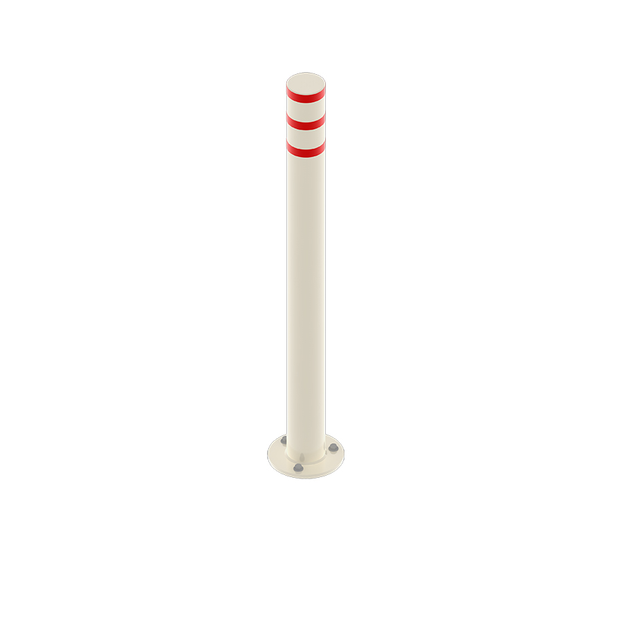 [047951] Bolardo metálico de protección contra impactos para fijación al pavimento - Dim.: Ø102x1200h mm - Blanco ral 9010