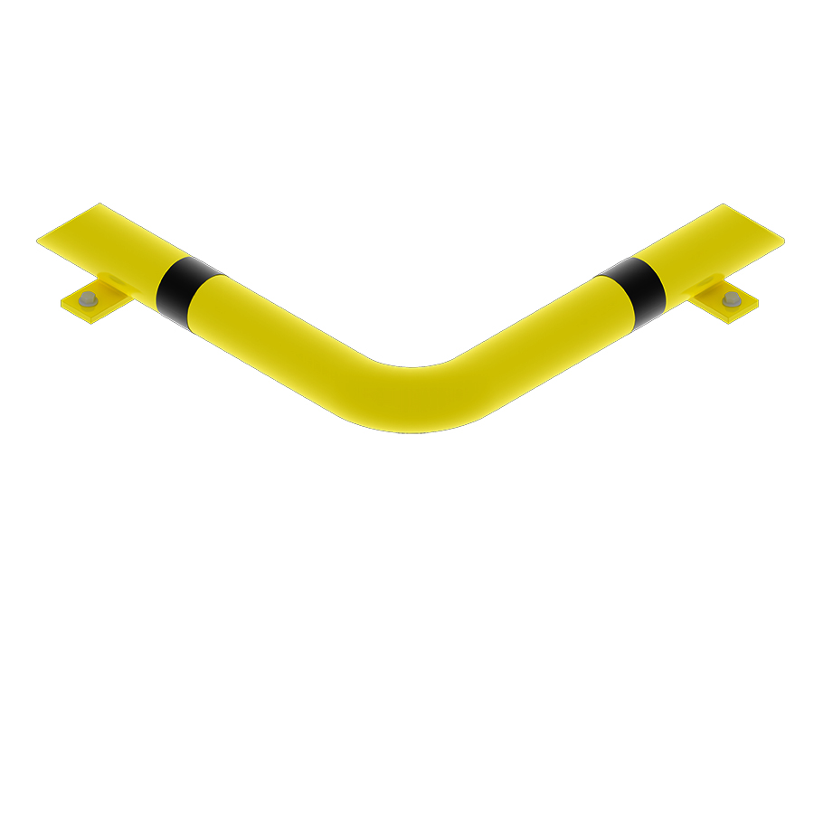 [047960] Zócalo metálico tubular en ángulo contra impactos - Dim.: Ø76x600x600 mm - Amarillo ral 1018