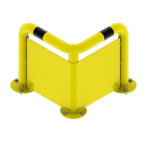 [048016] Arco angular de protección contra impactos con placa anti empotramiento - Dim.: 600x600x600h mm - Amarillo ral 1018