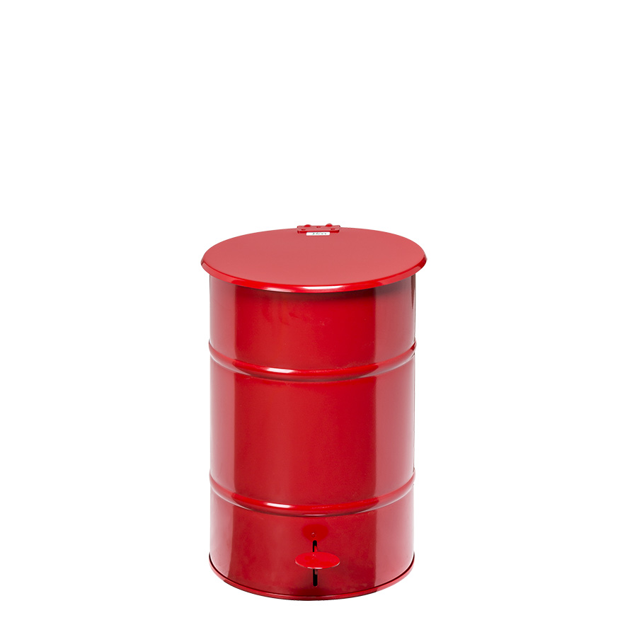 [048077] Basurera de metal de 30 lts de capacidad con tapa - Dim.: Ø305x475h mm - Rojo