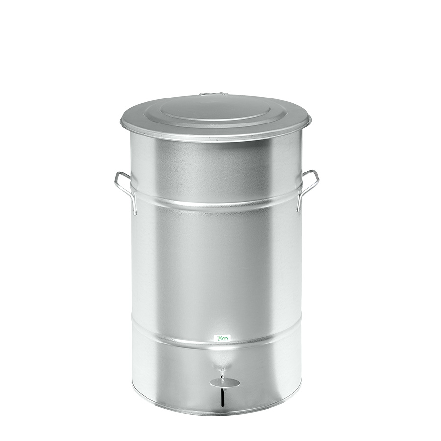 [048083] Basurera de metal de 70 lts de capacidad con tapa - Dim.: Ø390x610h mm - Galvanizado