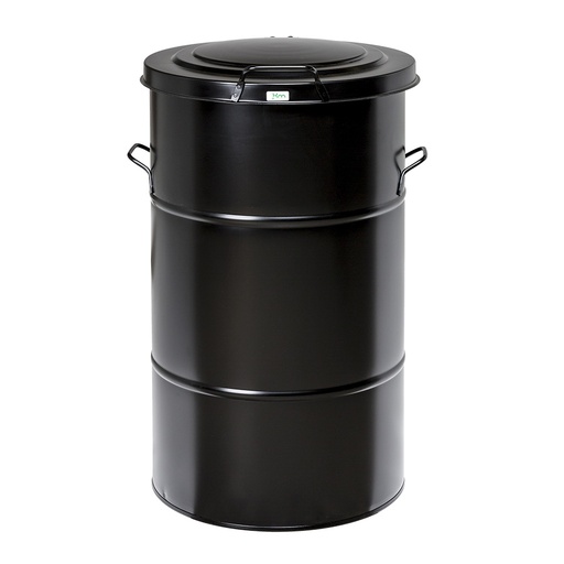 [048091] Basurera de metal de 160 lts de capacidad con tapa - Dim.: Ø550x780h mm - Negro