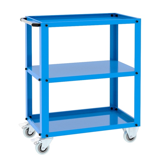 [048105] Carro metálico para taller con 3 estantes fijos - Dim. plataforma 770x470 mm - Azul ral 5012