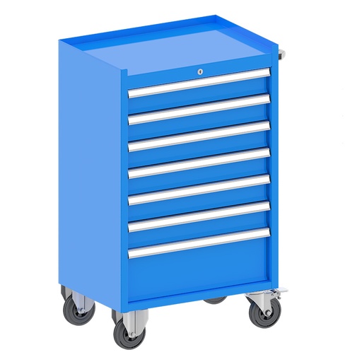[048111] Cajonera metálica móvil para taller con 7 cajones extraíbles - Dim.: 660x440x1060h mm - Azul ral 5012