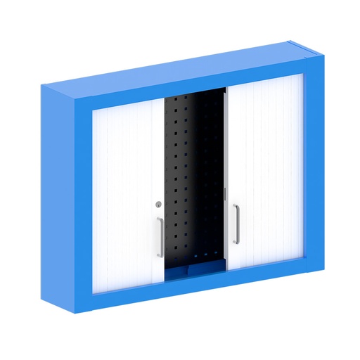 [048155] Armario expositor porta herramientas con persiana y paneles perforados - Dim.: 1000x155x750h mm - Azul ral 5012
