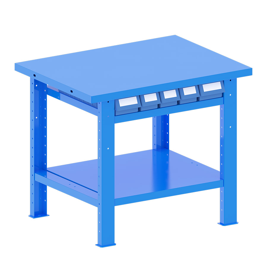 [048161] Banco de trabajo desmontable con encimera de acero - Dim.: 1000x750x840h mm - Azul ral 5012