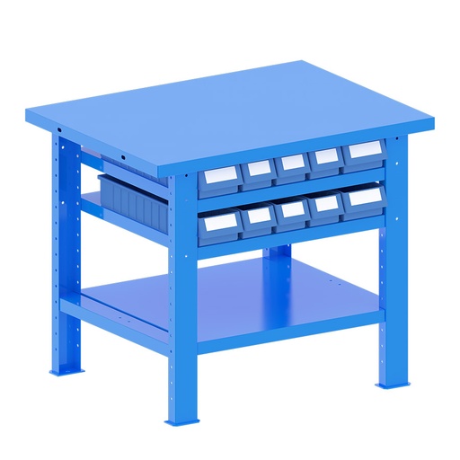 [048162] Banco de trabajo desmontable con encimera de acero - Dim.: 1000x750x840h mm - Azul ral 5012