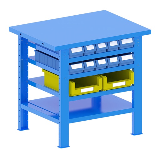 [048185] Banco de trabajo desmontable con encimera de acero - Dim.: 1000x750x940h mm - Azul ral 5012