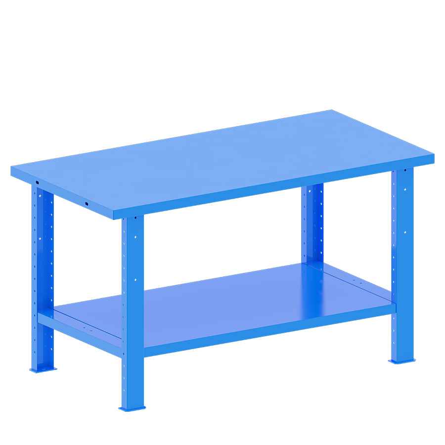 [048201] Banco de trabajo desmontable con encimera de acero - Dim.: 1500x750x840h mm - Azul ral 5012