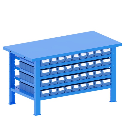 [048209] Banco de trabajo desmontable con encimera de acero - Dim.: 1500x750x840h mm - Azul ral 5012