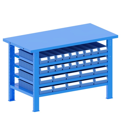 [048229] Banco de trabajo desmontable con encimera de acero - Dim.: 1500x750x940h mm - Azul ral 5012