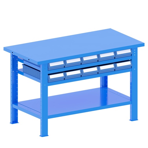 [048232] Banco de trabajo desmontable con encimera de acero - Dim.: 1500x750x940h mm - Azul ral 5012