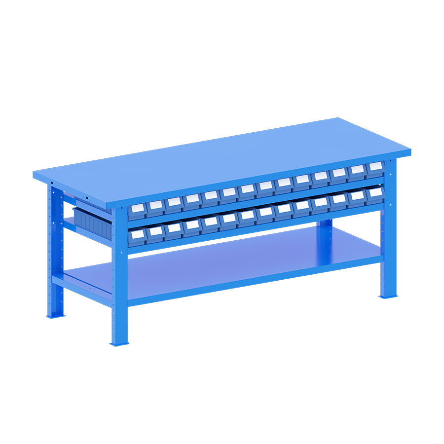 [048246] Banco de trabajo desmontable con encimera de acero - Dim.: 2000x750x840h mm - Azul ral 5012