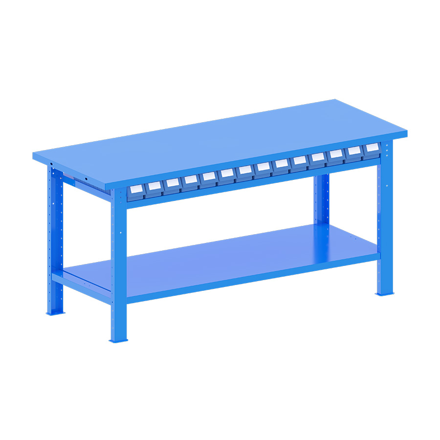 [048266] Banco de trabajo desmontable con encimera de acero - Dim.: 2000x750x940h mm - Azul ral 5012