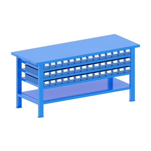 [048268] Banco de trabajo desmontable con encimera de acero - Dim.: 2000x750x940h mm - Azul ral 5012