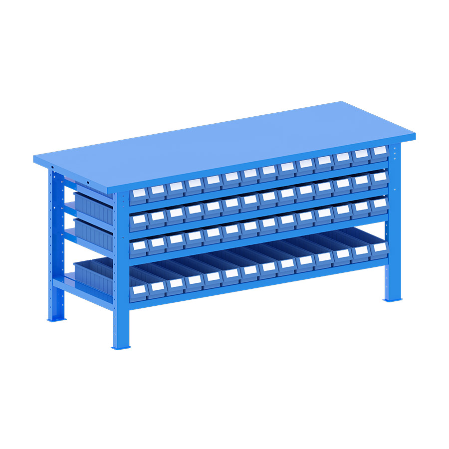 [048272] Banco de trabajo desmontable con encimera de acero - Dim.: 2000x750x940h mm - Azul ral 5012
