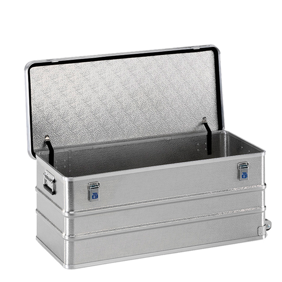 [048365] Arcón de aluminio con tapa, cierres de palanca, asas integradas y ruedas - Dim.: 1055x450x403h mm - Aluminio