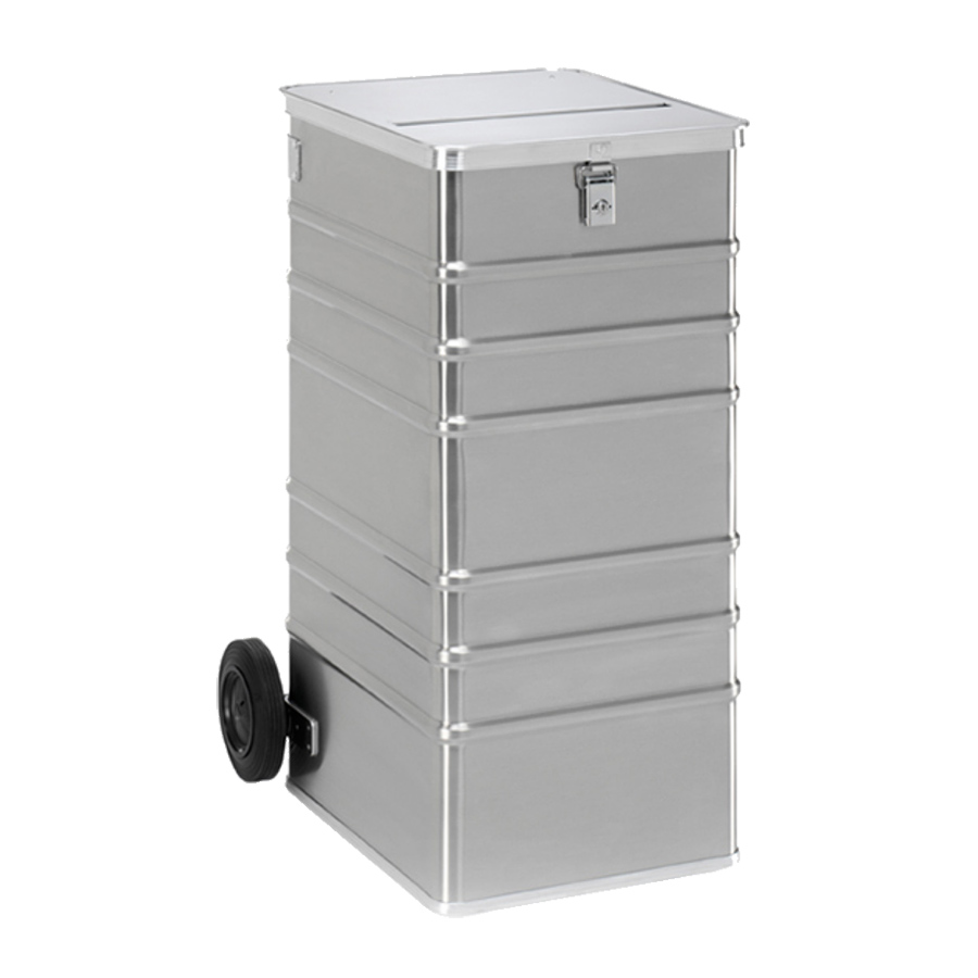 [048369] Basurera de seguridad de 240 l. con ruedas y ranura - Dim.: 575x690x1010h mm - Aluminio