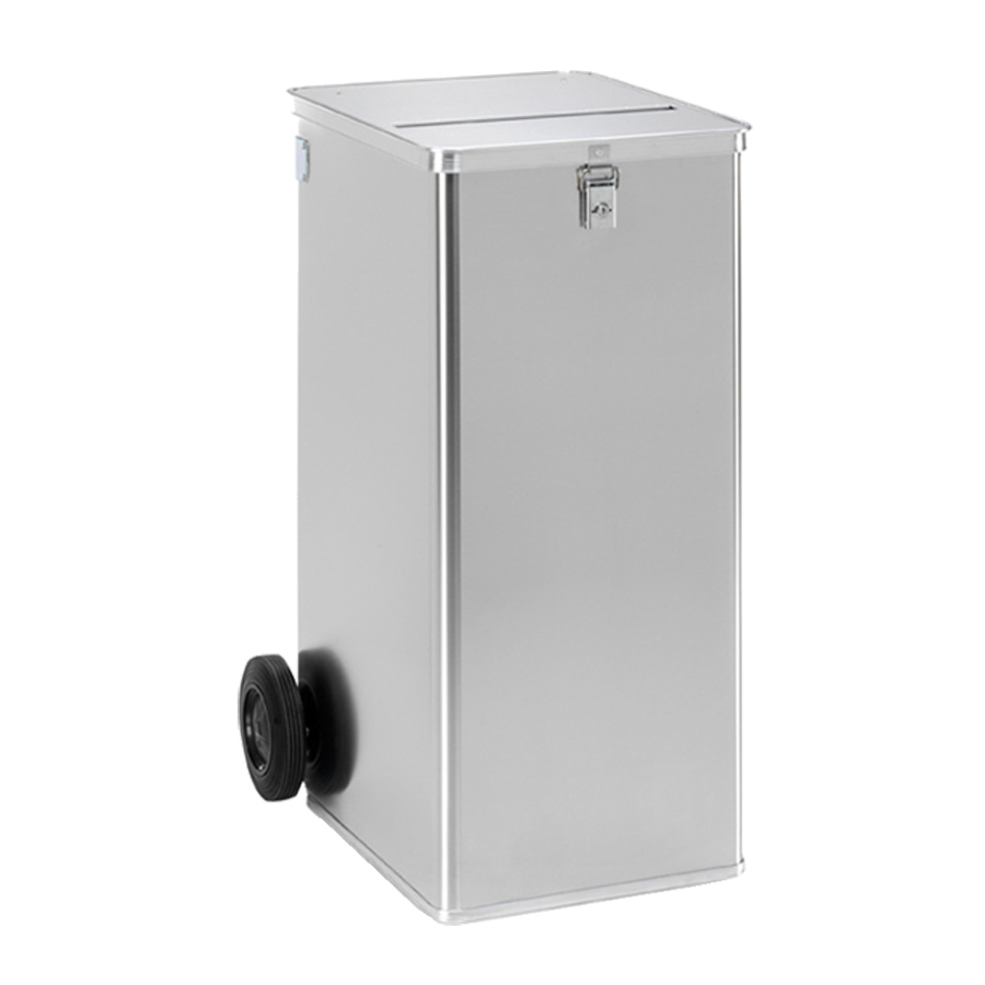 [048370] Basurera de seguridad de 236 l. con ruedas y ranura - Dim.: 575x690x1010h mm - Aluminio