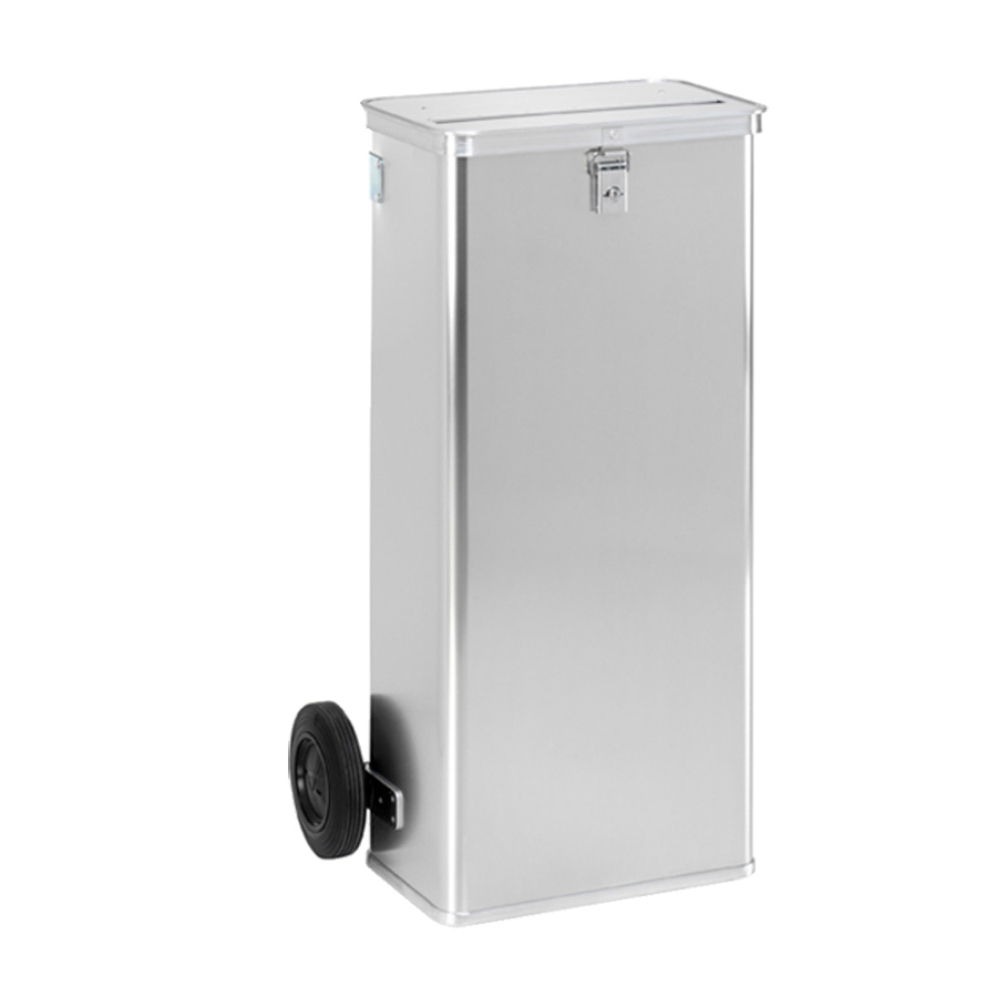 [048372] Basurera de seguridad de 120 l. con ruedas y ranura - Dim.: 575x410x1010h mm - Aluminio