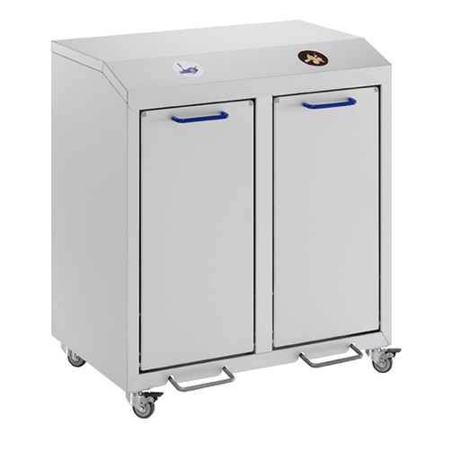 [048400] Basurera móvil para la recogida selectiva de residuos  - Dim.: 720x490x800h mm - Aluminio