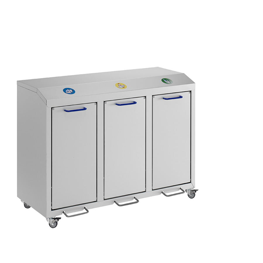 [048401] Basurera móvil para la recogida selectiva de residuos  - Dim.: 1070x490x800h mm - Aluminio