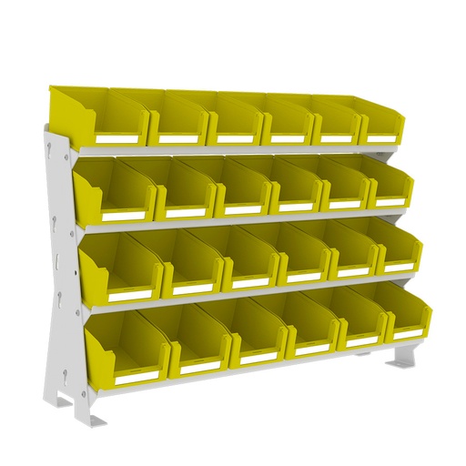 [048555] Estructura metálica con 24 contenedores plásticos para sobre mesa - Dim.: 640x220x420h mm - Gris ral 7035