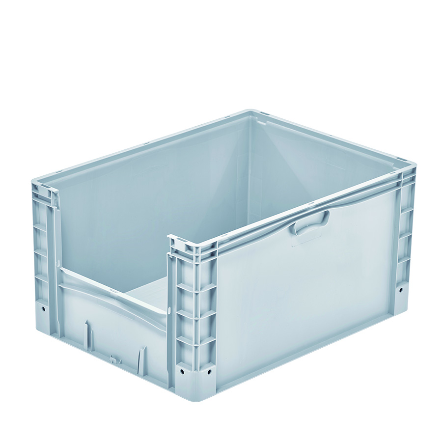 [048570] Contenedor plástico Basicline Plus con ventana en un lado corto - Dim.: 800x600x420h mm - Gris