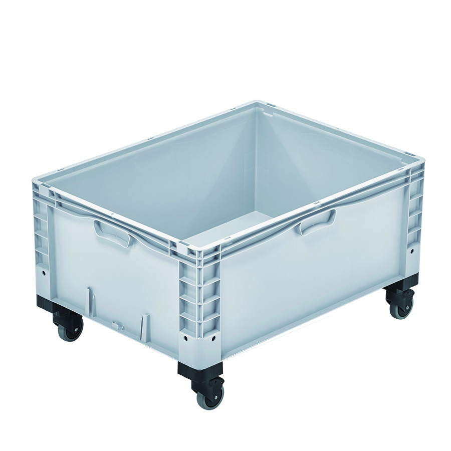 [048577] Contenedor plástico Basicline Plus con ruedas de ø100 mm - Dim.: 800x600x460h mm - Gris