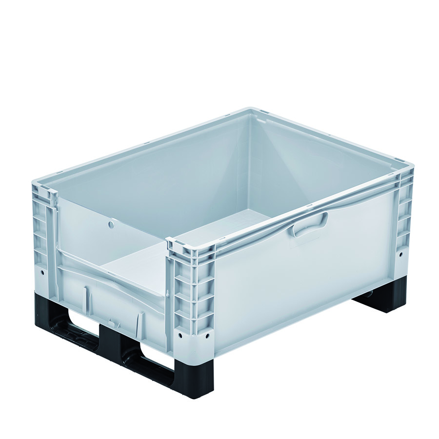 [048588] Contenedor plástico Basicline Plus con ventana, tapa y patines - Dim.: 800x600x420h mm - Gris