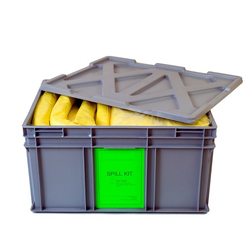 [048603] Caja plástica con un kit de absorbentes para recogida de de líquidos químicos - Amarillo