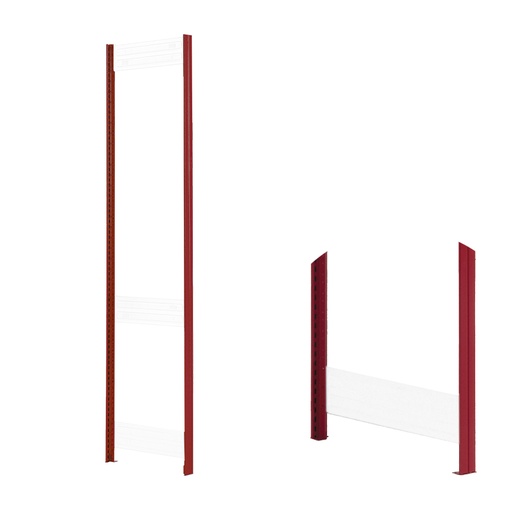 [048614] Par de puntales con placas base para estantería industrial - Dim.: 50x34x2000h mm - Rojo ral 3000