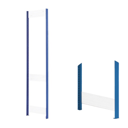 [048616] Par de puntales con placas base para estantería industrial - Dim.: 50x34x2200h mm - Azul ral 5010