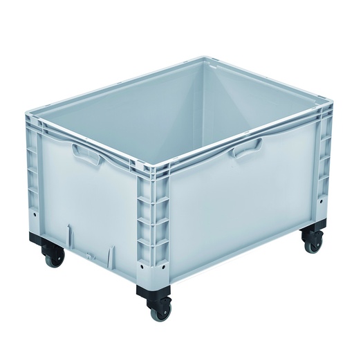 [048684] Contenedor plástico Basicline Plus con ruedas de ø100 mm (2 con freno) - Dim.: 800x600x560h mm - Gris