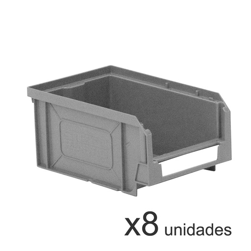 [048711] Pack de 8 cajas plásticas con apertura para almacenaje modelo Openbox K2 - Dim.: 105x160x75h mm - Gris