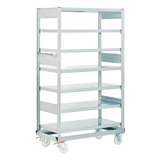 [048735] Estantería industrial móvil con 7 estantes planos de carga 100 kg - Dim.: 1068x533x1815h mm - Galvanizado