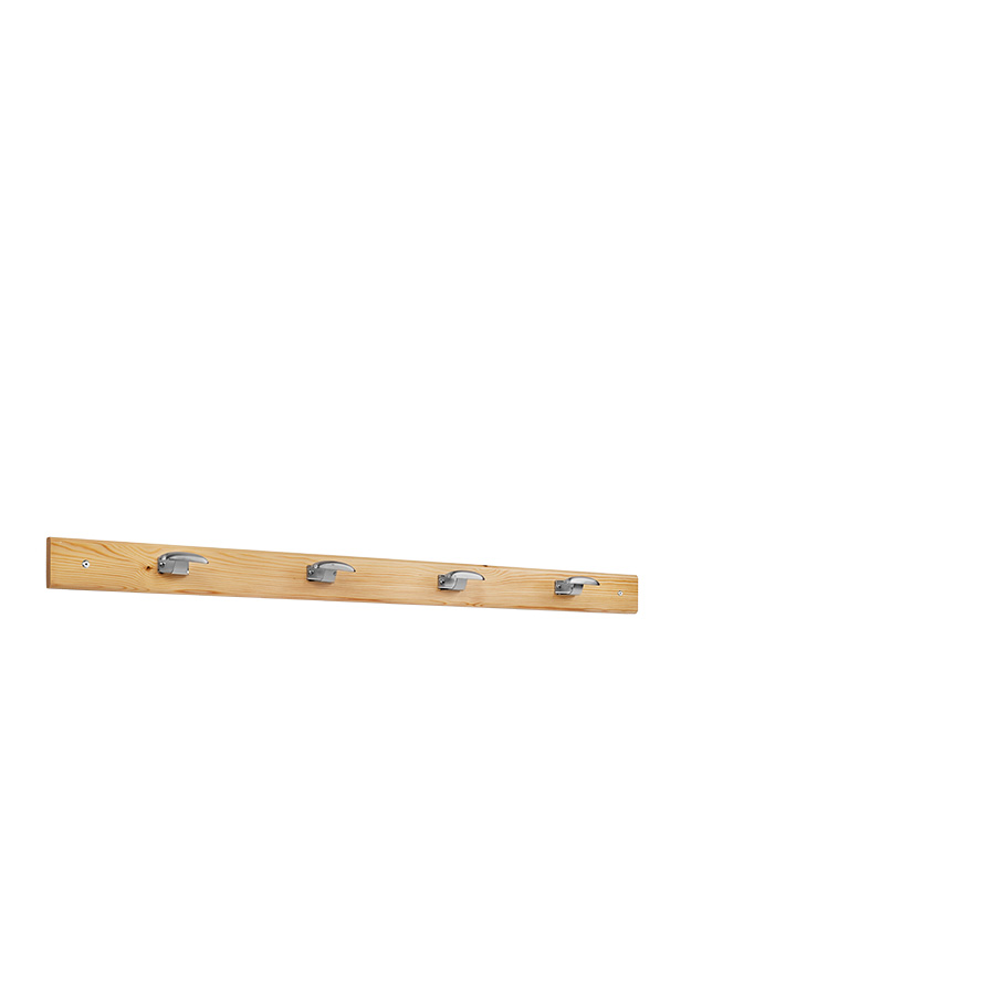 [048871] Colgador de madera pino para fijar a pared con 4 ganchos - Dim.: 1000 mm - Madera