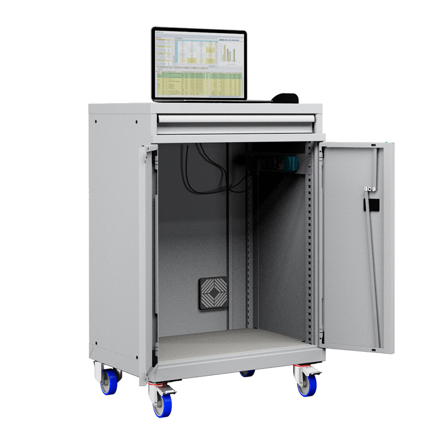 [048907] Armario para ordenador portátil con ruedas - Dim.: 717x595x1128h mm - Gris ral 7035